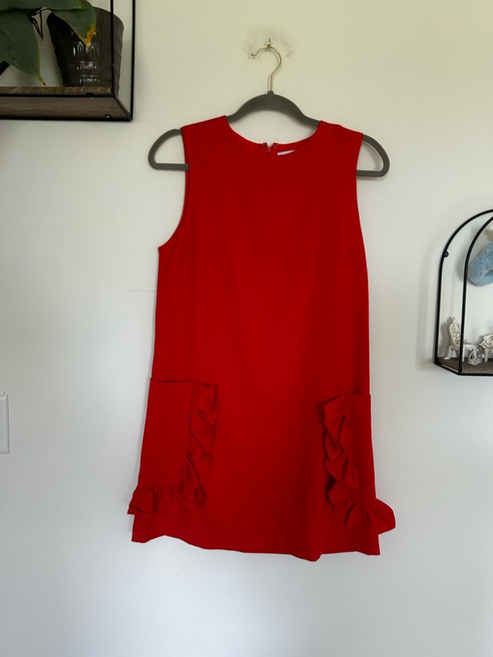 English Factory Ruffle Pocket Crewneck Tank Mini Dress Size Small